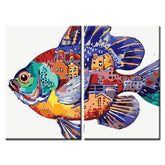 Painting by Numbers Art Animal Colorful Fish with Colorful Houses in The Belly 2-Panel